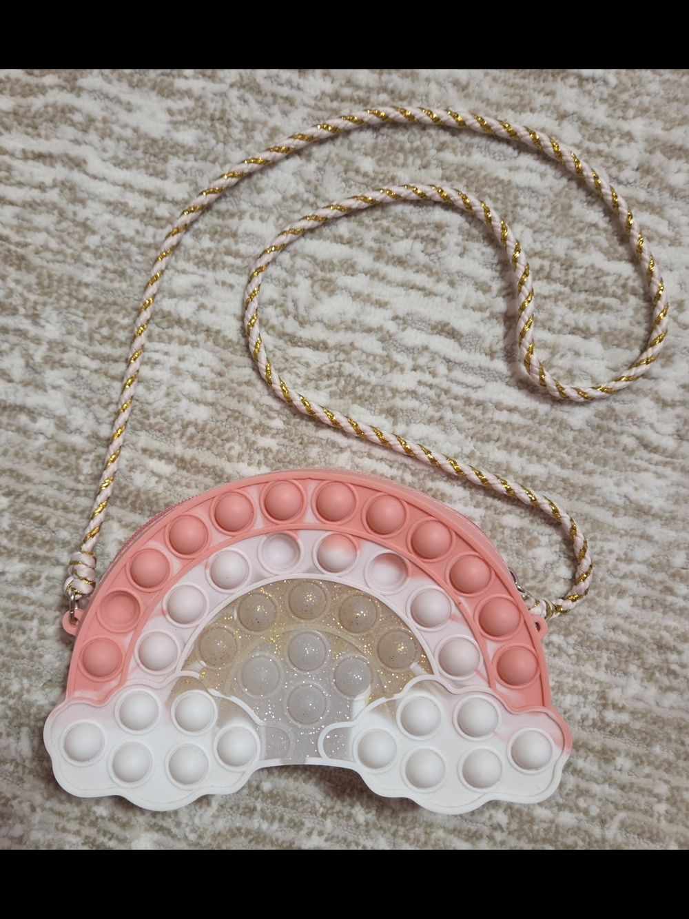 Claire's Pink and White Rainbow Pop-It Crossbody Bag